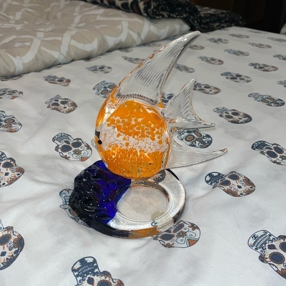Partylite Orange Angel Fish Tealight Candle Holder Glass Summer Art RETIRED - Picture 2 of 4